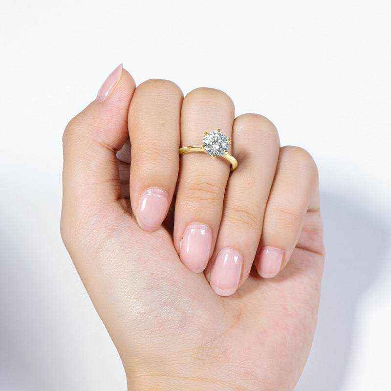 1 Carat Gold-Plated Silver Moissanite Engagement Ring