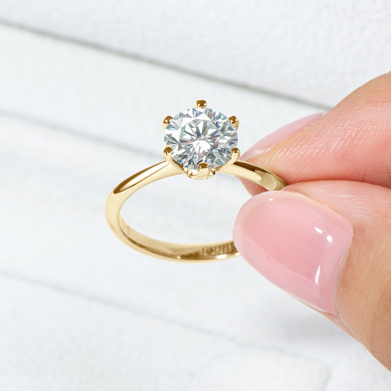 1 Carat Gold-Plated Silver Moissanite Engagement Ring