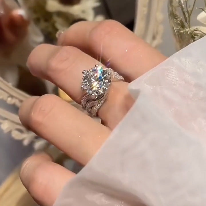 5-Carat Moissanite-Inspired Triple Row Ring