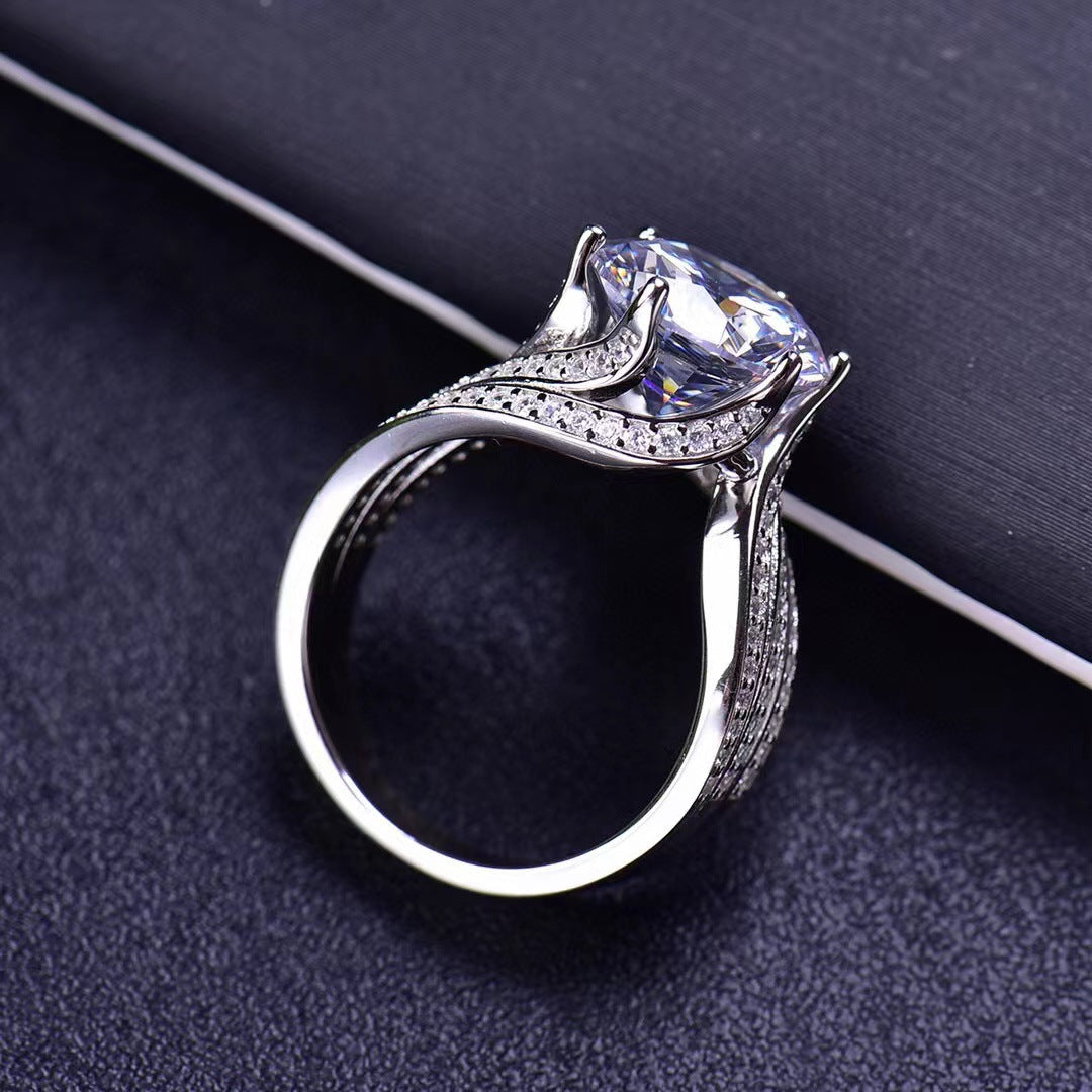 5-Carat Moissanite-Inspired Triple Row Ring