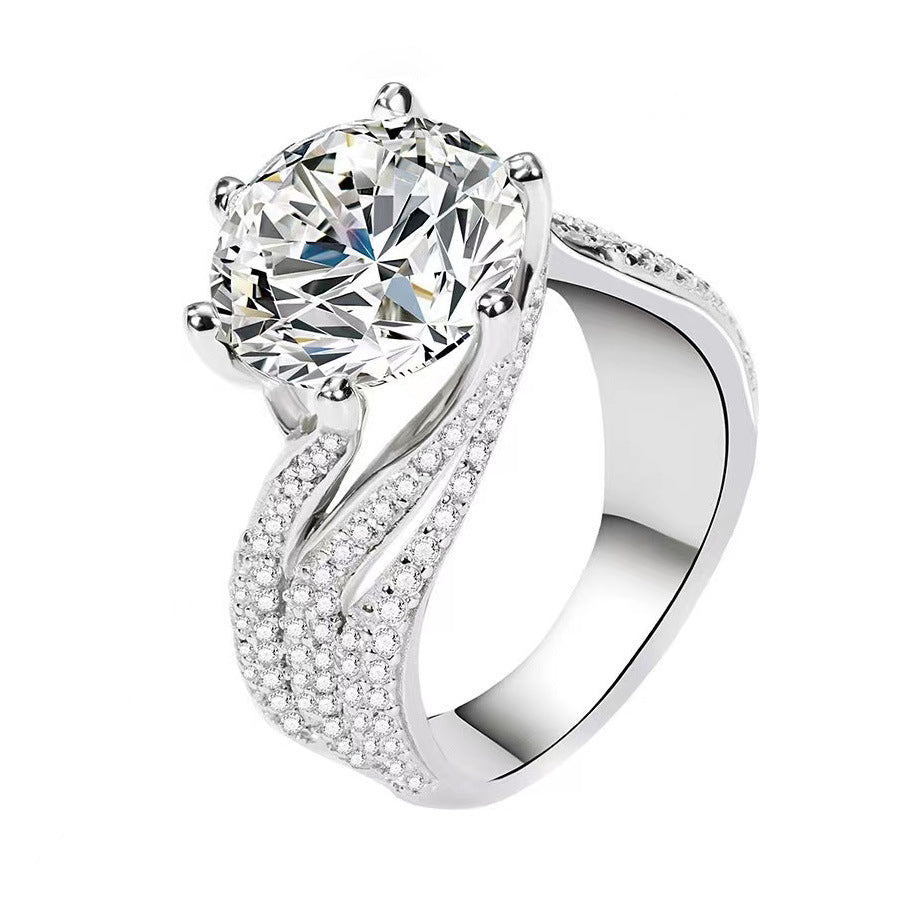 5-Carat Moissanite-Inspired Triple Row Ring