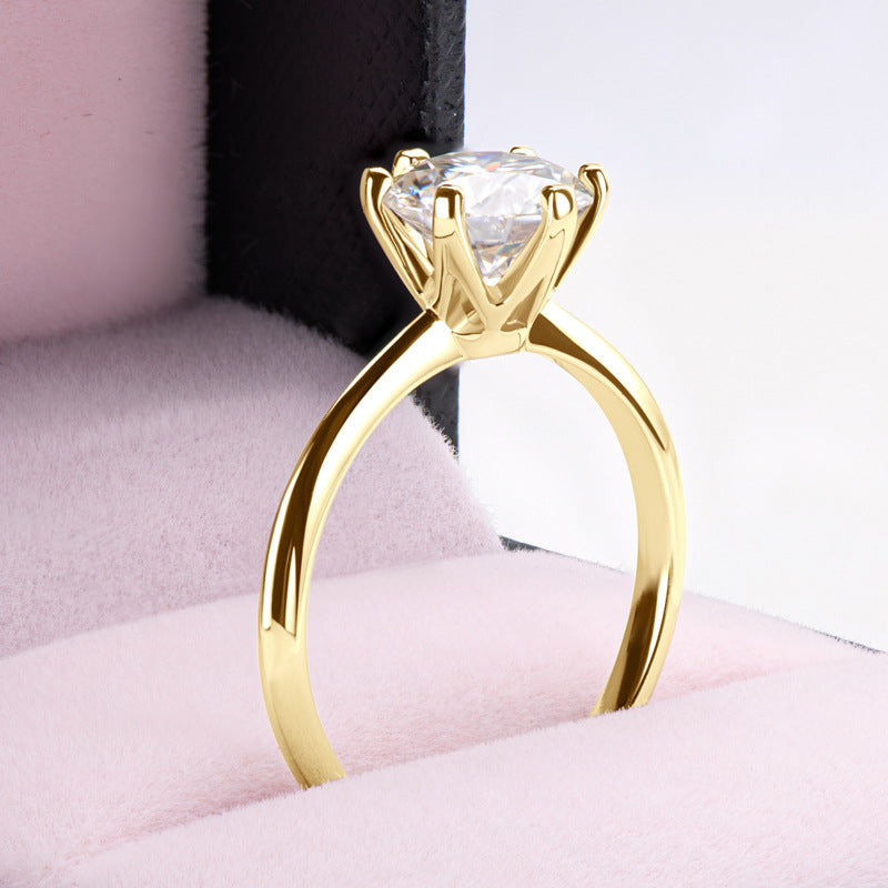 1 Carat Gold-Plated Silver Moissanite Engagement Ring