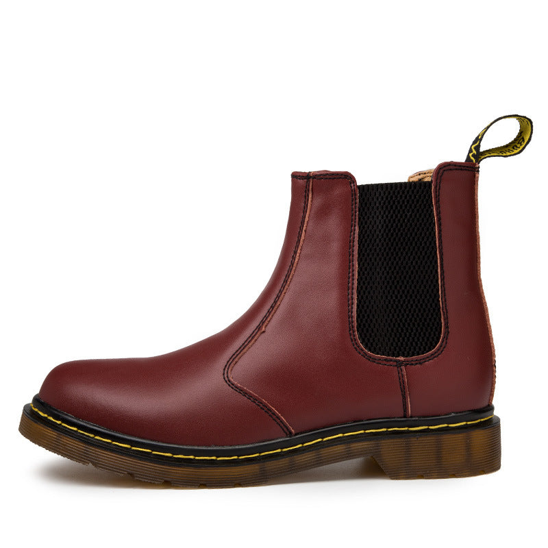 Autumn Style Thick-Heeled Cowhide Martin Boots for Women