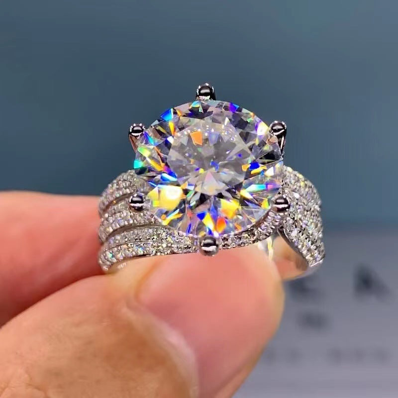 5-Carat Moissanite-Inspired Triple Row Ring