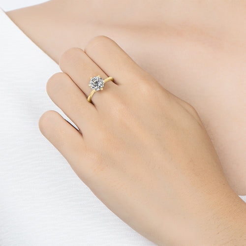 1 Carat Gold-Plated Silver Moissanite Engagement Ring