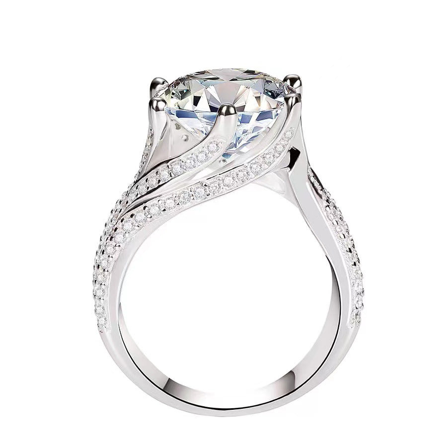 5-Carat Moissanite-Inspired Triple Row Ring