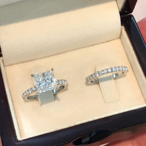 1.8 Carat Princess Cut Engagement Ring in Silver