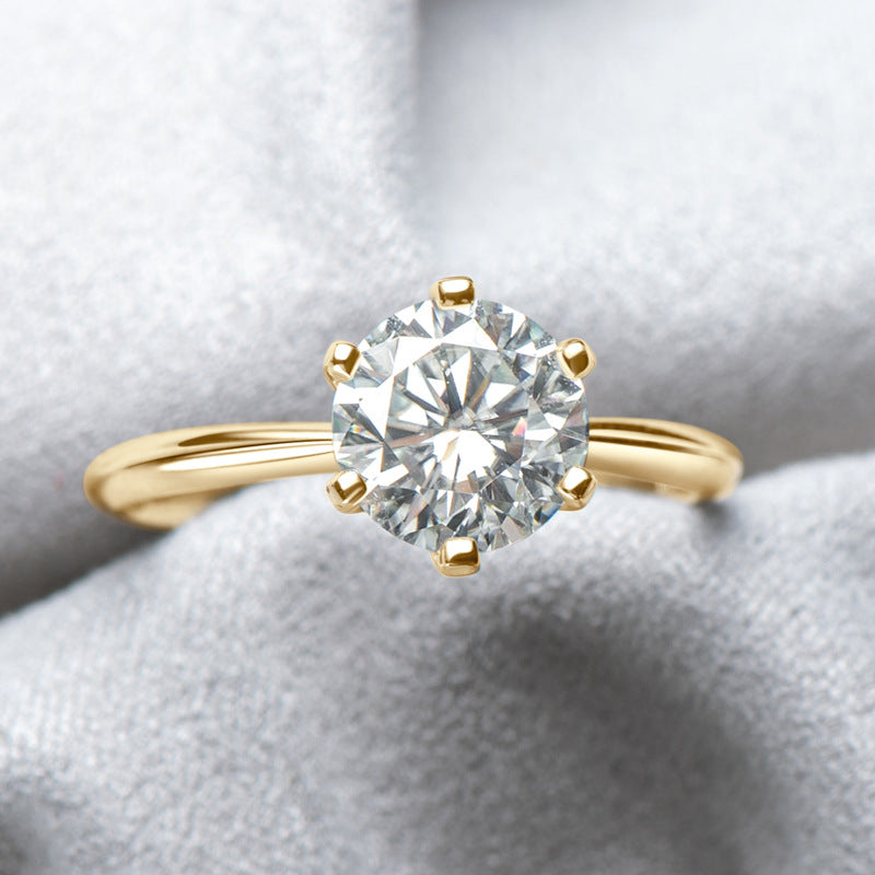 1 Carat Gold-Plated Silver Moissanite Engagement Ring