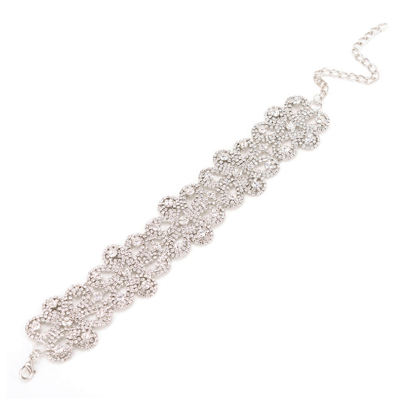 Alloy Full Rhinestone Choker Necklace - Fashionable Style